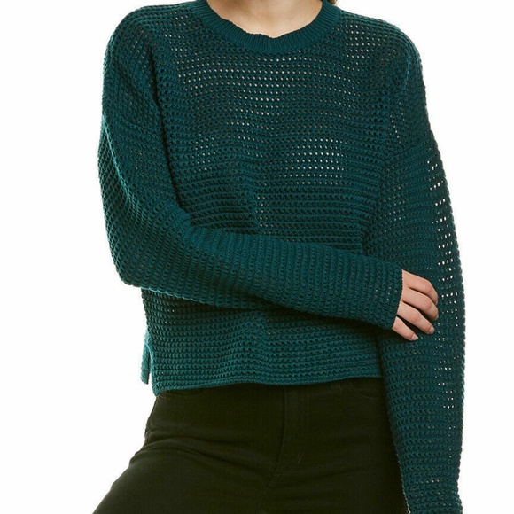 Joie Sweaters - NWT Joie Diza open knit Cotton sweater green SZ S